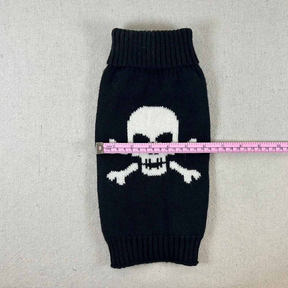 Skull & Crossbones Black & White Knit Dog Sweater